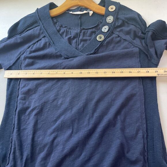 Soft Surroundings Navy Blue V Neck Tunic Long Sleeves Knit Button - Picture 8 of 11